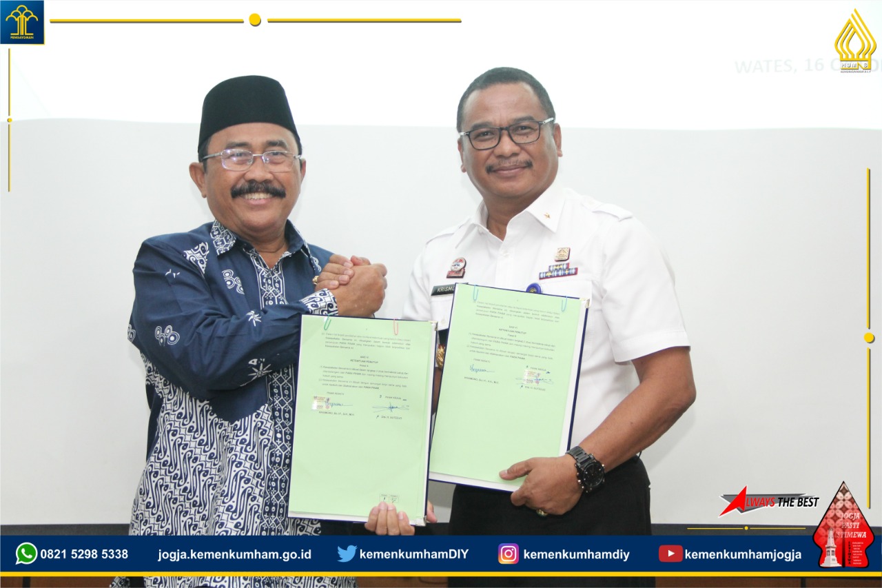 Optimalkan Pelayanan Publik di Kulon Progo, Kemenkumham D. I. Yogyakarta Lakukan MoU Dengan Pemerintah Daerah